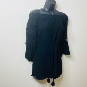 ROMPER SHORTS OFF THE SHOULDER BLUSH